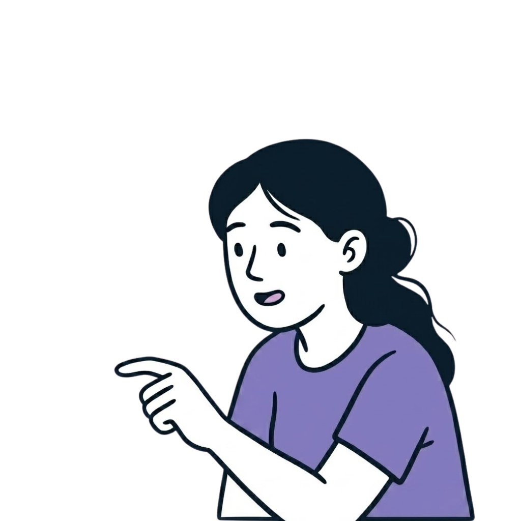 Illustration of a person pointing at the FAQ section